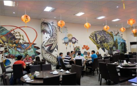 江陵海鲜餐厅墙体彩绘
